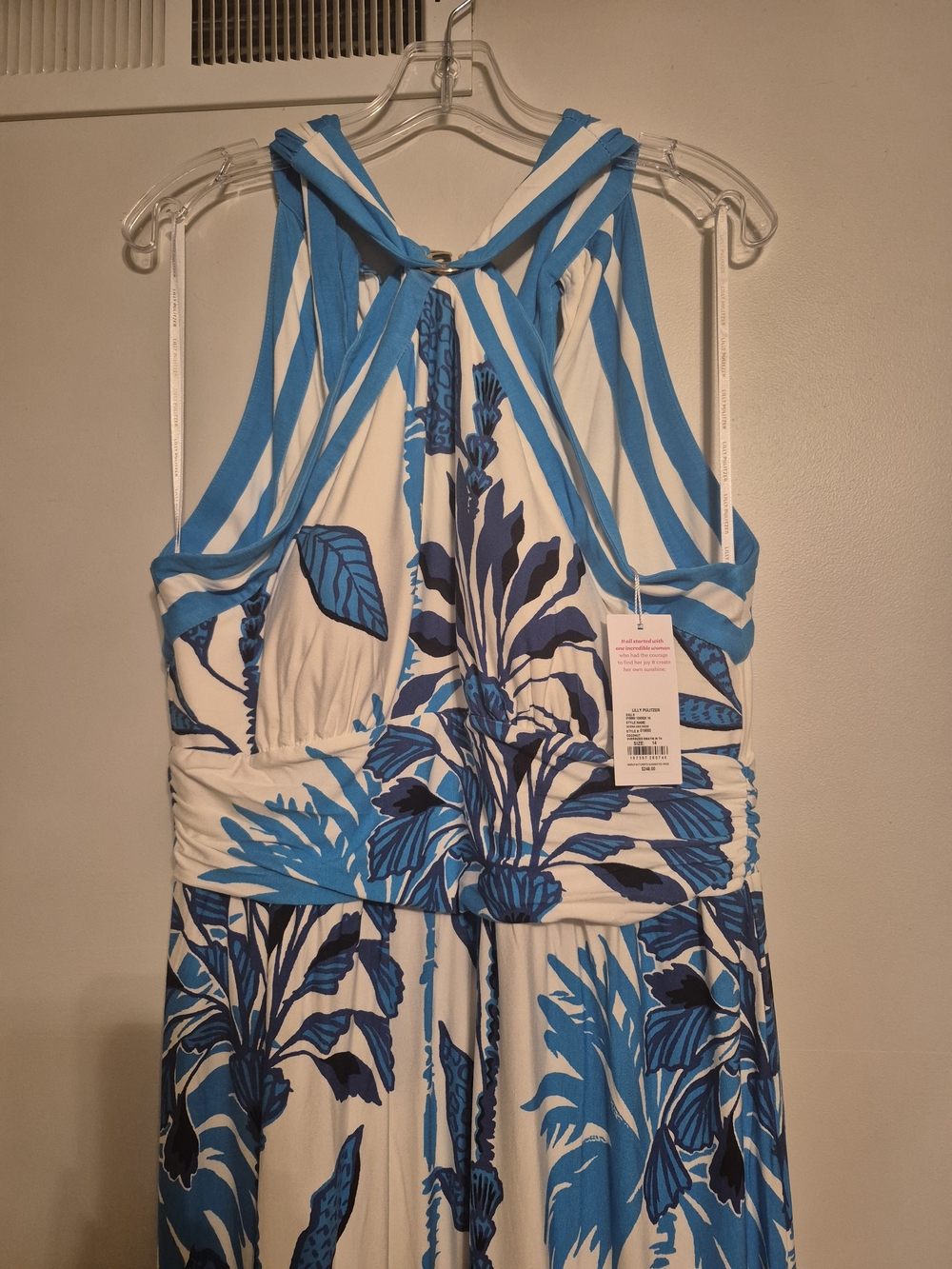 Lilly Pulitzer White Maxi Dress with Blue Tropical Print - Picture 2 of 6